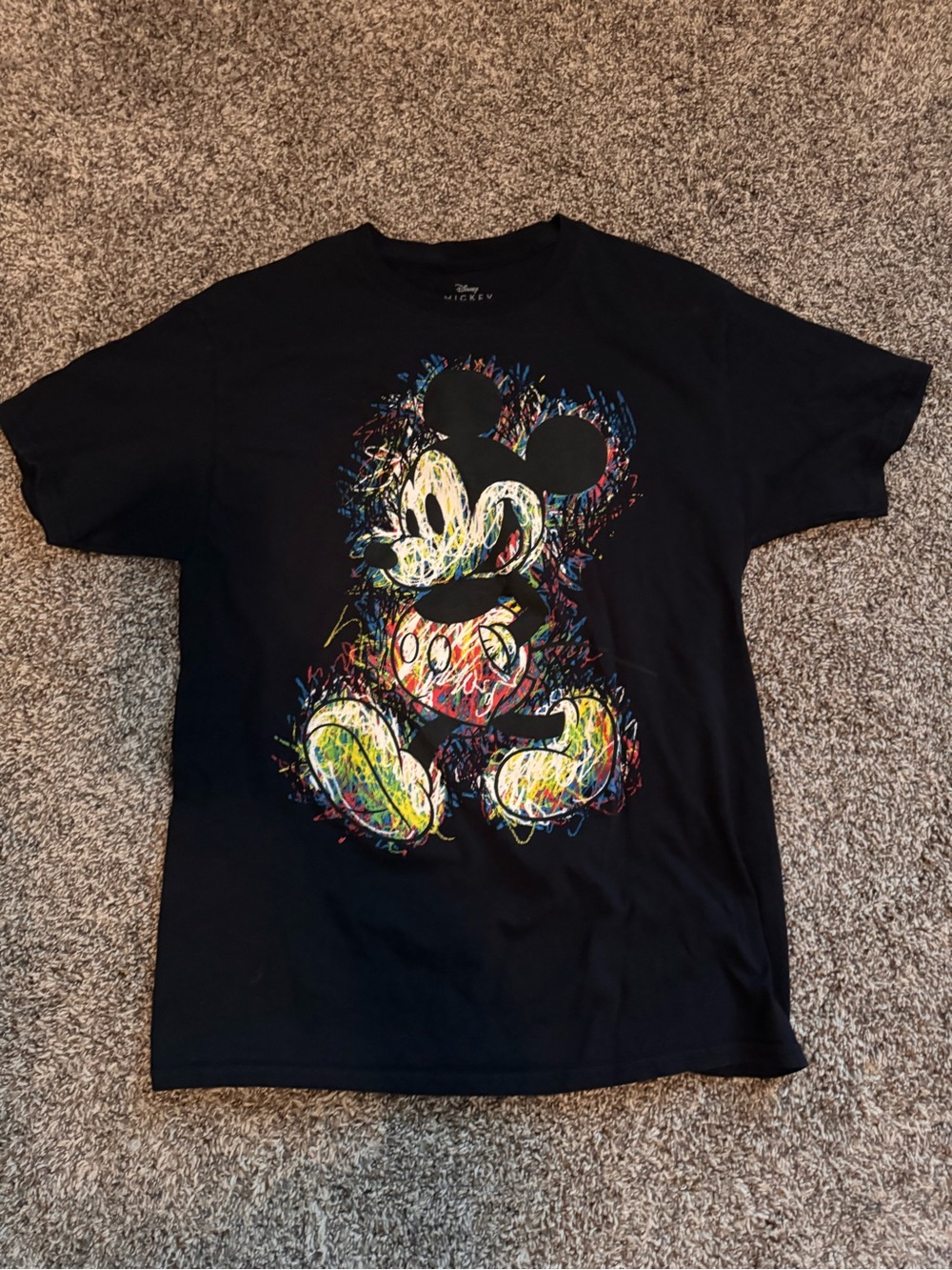 Disney Mickey Mouse Scribbles Adult Tee Shirt Medium Short Sleeve